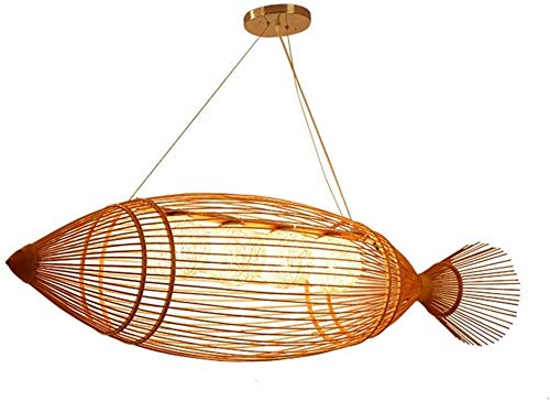 Suspension poisson en bambou pour lustre vintage chinois et lampe de restaurant rétro