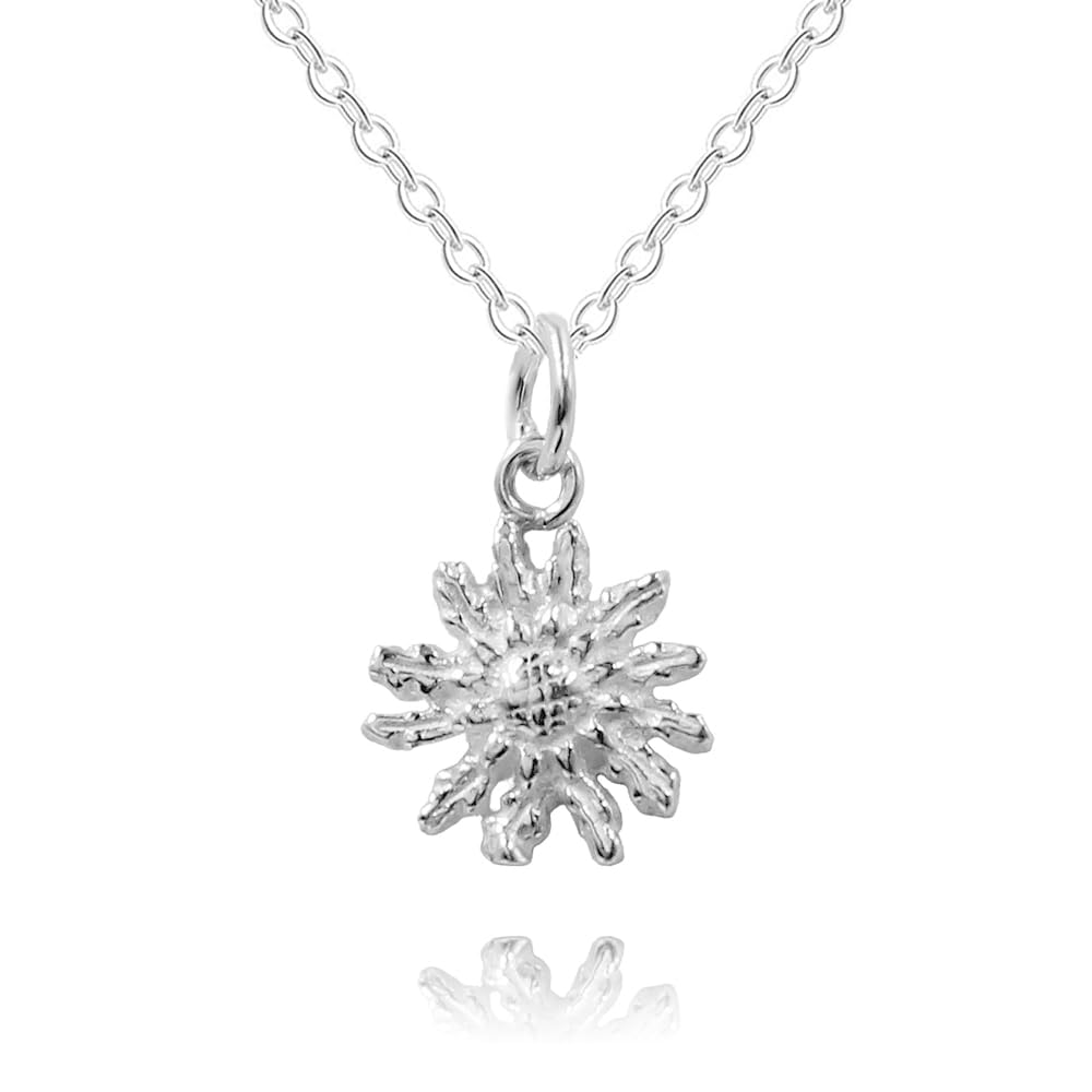 Collar colgante mujer Flor del Sol de 12mm con cadena de plata 925 - Lleva un Colgante Sol o Flor vasca - Poderoso amuleto en plata de ley que se envía en una caja de regalo