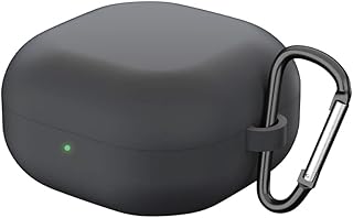 جراب حماية محمول مقاوم للخدش والصدمات من البولي يوريثين المقاوم للحرارة والسيليكون مضاد للانزلاق مع حلقة تثبيت في ويند متوافق جالاكسي بودز 2 وجالاكسي برو لايف أسود الحراري معدن