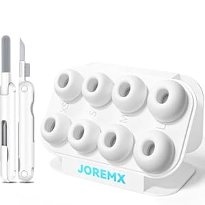Joremx 4 Paar Ersatz-Ohrstöpsel für AirPods Pro 2 Aufsätze, Silikontips für Air Pods Pro 1st/2nd, mit Loch zur Geräuschreduzierung und Staubdichtes Netz, mit Reinigungsset&Aufnahmeboxr(...
