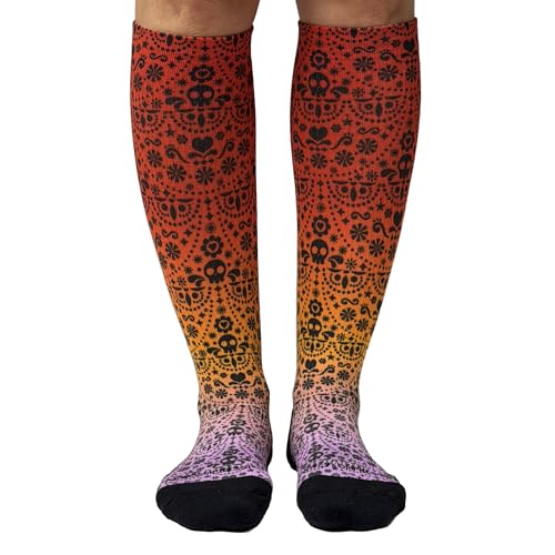 Crazy Compression Over-the-Calf Socks, Skull Ombre, Small/Medium