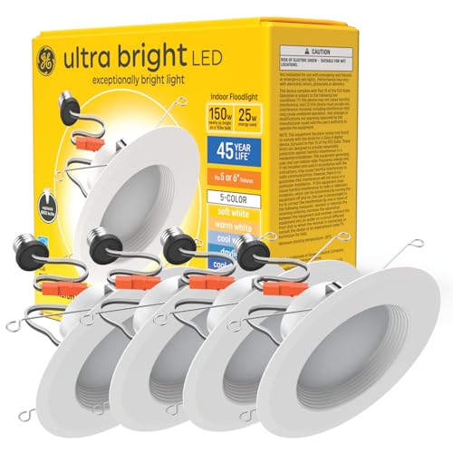 GE Ultra Bright LED Recessed Downlight Fixture, RS6 Indoor Floodlight,