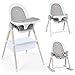 DREAMADE Seggiolone Pappa per Bambini 6-36 Mesi, Seggiolone Evolutivo Design 3 in 1 in Legno di Faggio, Carico di 15 kg, Regolabile in 3 Posizioni, Cintura di Sicurezza, Grigio, 63,5 x 54,5 x 104 cm