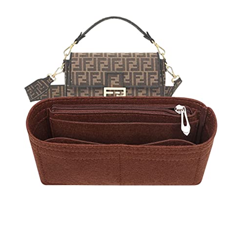 Lckaey purse organizerfor baguette bag insert baguette inner liner 2090Coffee -M