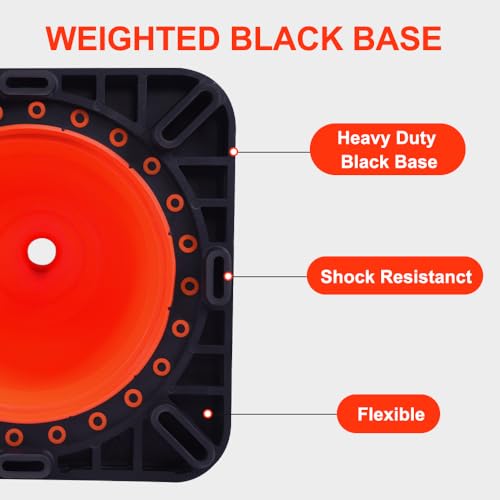 Image of Besea 28 Inch Orange Traffic Cones, Heavy Duty Rubber Base