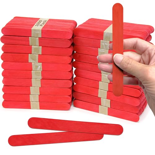 Red 6 inch jumbo wood popsicle sticks, 1,000-pack