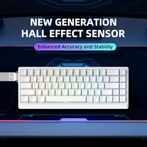 Image of IROK ND68 68 Keys Wired Magnetic Switch Keyboard, 0.005MM RT Accuracy, 8KHZ Polling Rate /Latency As 0.125MS /256KHZ Single Key Scan Rate /ARGB,Hot Swappable,Gasket Structure Gaming Keyboard(White)