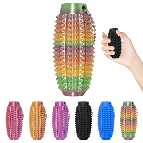 XNJAMG Little Ouchies Fidget Toys,Pain Stim Fidget Toy Reduce Stress for Adults,Anxiety Relief Pain Stim,Spiky Fidget Keychain for Anxiety and Stress Reduction,Novelty Gifts for Friends(1PCS/Rainbow)