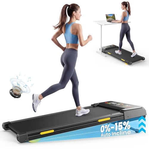 Image of TOPUTURE Walking Pad with 10% Incline, 3.0HP Brushless Quiet Under Desk Treadmill, Portable Treadmills for Home /Office, Running Machine 300 lbs Capacity with RGB LED Screen, Remote Control /App Control