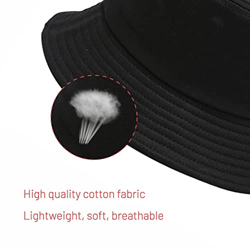 Image of Cotton Bucket Hat for Women Men Summer Travel Sun Beach Bucket Cap, Unisex Outdoor Fisherman Hat