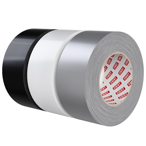 Image of SWRT 9 Mil Duct Tape Heavy Duty, 2 in x 45 YD, 3-Pack, Black /Silver /White