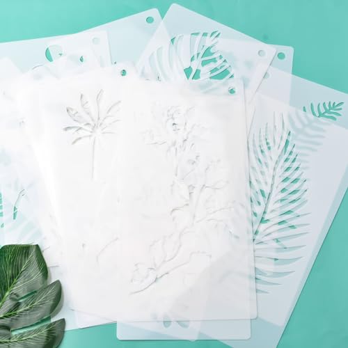 WANDIC Tropical Leaf Stencils, 16 Pieces Large Fern Palm Leaf Pattern Stencils Botanical Leaf Templates for Wall Home Painting Decoration Art Crafts Making - Image 4