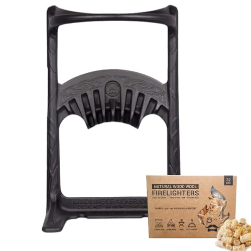 Kindling Cracker™ King With Fire Lighters. Heavy-Duty Manual Log Splitter. Ensures Safe & Easy Wood Splitting for Fire Logs, Pizza Oven, BBQ, Fireplaces, Wood-Burning Stoves. Firepit Accessories