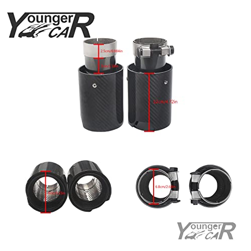 Youngercar Exhaust Tips Fit For Bmw M Performance Universal Pipes Tail Pipe Tip Carbon Fiber Style 63Mm/2.48" 2Pcs #TOP4