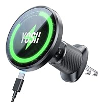 YOSH für MagSafe Autohalterung mit Ladefunktion, [verlängerter Metall-Doppelhaken & N56 Magnete], 15W Schnellladen, magnetische Handyhalterung Auto für MagSafe, für iPhone 12-17 Samsung & Pixel