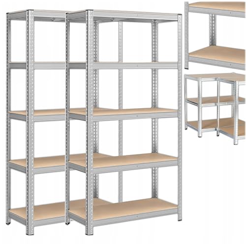 KRUMAD Regał Metalowy Magazynowy 180x90x40 cm, 2 sztuki, 5 Półek, Nośność 875 kg, Regulowane Półki, Stabilna Konstrukcja, Idealny do Garażu, Piwnicy, Warsztatu, Przechowywania Narzędzi i Materiałów