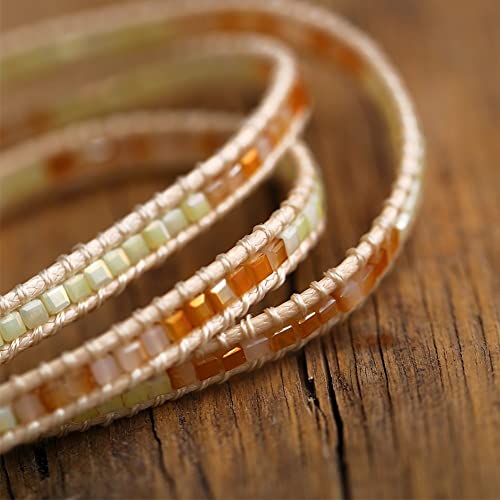 Leige Handmade Woven Stone Beads Bracelets For Women Vintage Multi Layered Wrap Bracelet Armband Charm (Color : A, Size : As Shown) #TOP4