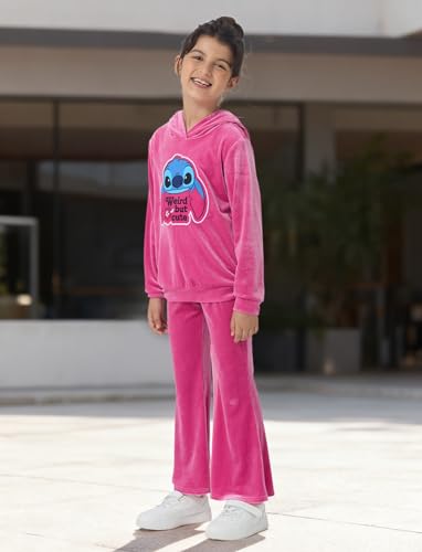 Image of Disney Frozen Princess Minnie Stitch Girl Clothes Long Sleeve Knot Front Sweatshirt Flare Pants Fall 2 Piece Outfit 2-9Y