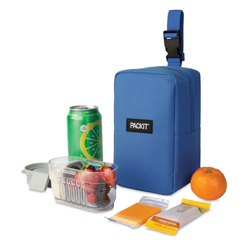 PackIt Freezable Upright Snack Box, Azure Blue, Built with EcoFreeze Technology, Fully Freezable, Collapsible, Reusable, With Top Buckle Handle and Top Load Design, For Perishable Snacks On the Go by PackIt - Image 5