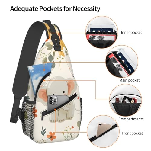Mochila bandolera liviana con diseño de elefante para adultos miniatura 4