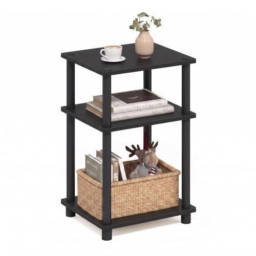 Image of Furinno JUST Toolless 3-Tier Side Table, Open Shelf End Table, Americano