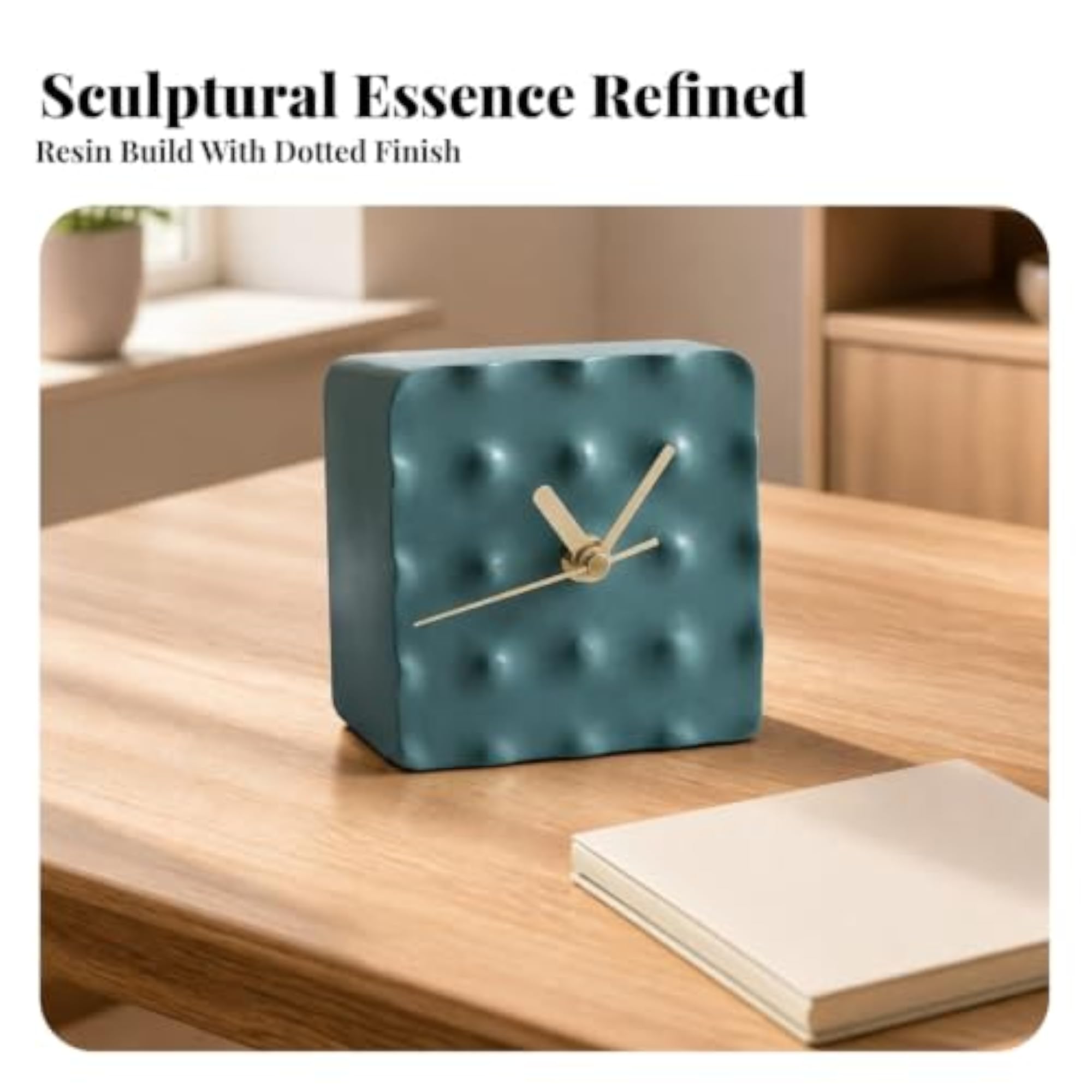 Modern Decorative Table Clock, Compact Geometric Square Design