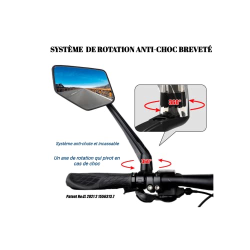 DHACHYS-Retroviseur-velo-X2-Miroir-de-velo-Version-amelioree-Anti-vibration-Antichoc-et-Bras-allonge-miroir-convexe-elargie-Rotation-360-Compatible-moto-E-bike-velo-electrique-Scooter