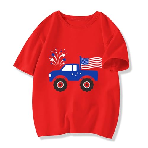 AQYLXLHH Toddler Boys 4th of July Shirts-Patriotic American Flag Momster Truck T-Shirts for Girls 6t Kids Memorial Day Tees