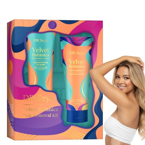 Hair Removal Cream Kit for Women with Built-in Silicone Brush – Depilatory Cream & Skin Soothing Gel, Gentle Formula for Sensitive Skin, Smooth Results, Fast-Acting for Legs, Arms & Body