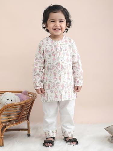Image of POLKA TOTS Premium Cotton Night Wear for Boys & Girls | Traditional Kurta Pyjama Night Suit Set | Ultra-Soft & Breathable Nightwear for Toddlers & Baby | Kids Night Dress from Newborn to 8 Years