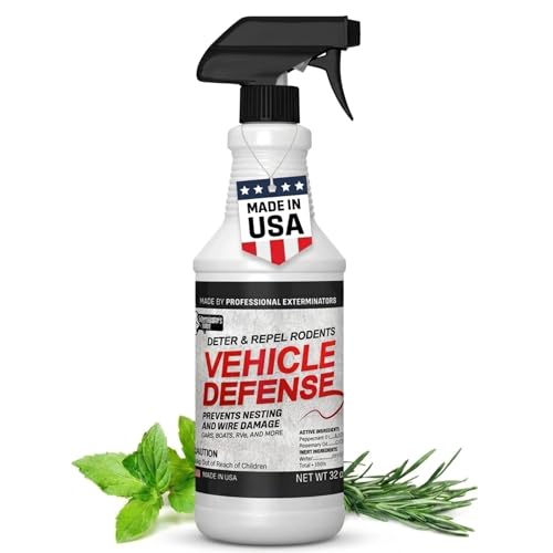 Exterminators Choice Vehicle Defense Spray - 32 Ounce Peppermint Car Spray for Mice & Rats - Rat Protection for Car Engine - Anti Squirrel Solution for Vehicles & Trucks