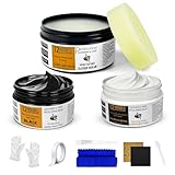 12H Quick-Dry Leather Repair Kit with 3.53Oz Black Leather Recoloring Balm, Filler & 4.23Oz Conditioner and Cleaner, 3-in-1 Vinyl Repair Set for Sofa, Car Seats, Jackets, Purses, Shoes, Faux Leather