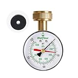Watflow 2-1/2" Water Pressure Test Gauge, Garden Hose Pressure Gauge, House Water Pressure Gauge, 3/4" Female Hose Thread, 0-200 psi/kpa with Drag Pointer