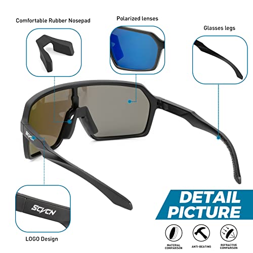 SCVCN Polarized Cycling Glasses Sport Sunglasses MTB BMX Men Women Ride Bike Bicycle Running Golf Hiking Volleyball Tennis Driving Fishing Softball Mountain Riding 02 — view 5