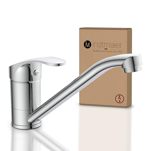 instmaier K1 grifo de cocina baja presión | mezclador de fregadero | monomando | giratorio | cromo