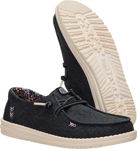 Image of HEYDUDE Women's Wendy Floral Boho Slip On Loafer | Lightweight Easy On Canvas Shoe with Elastic Laces Flexible Outsole
