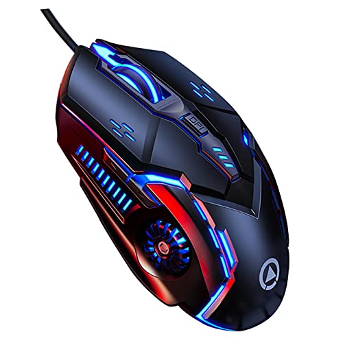 QYEW Souris de jeu filaire - 6 boutons programmables 1200/1600/2400/3200 DPI - Souris de gaming silencieuse avec rétroéclairage RVB - Noir et blanc Cover
