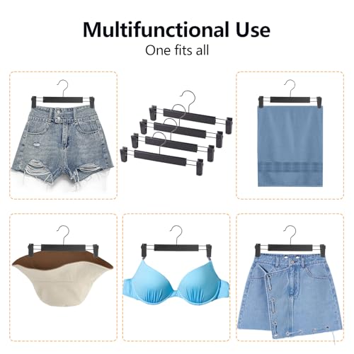 Hosenbügel,20 Stück Kleiderbügel mit starken Antirutsch verstellbaren Clips Haken,Platzsparend Hosenbügel Kleiderbügel für Hängende Hosen Socken Röcke Mäntel,Schwarz