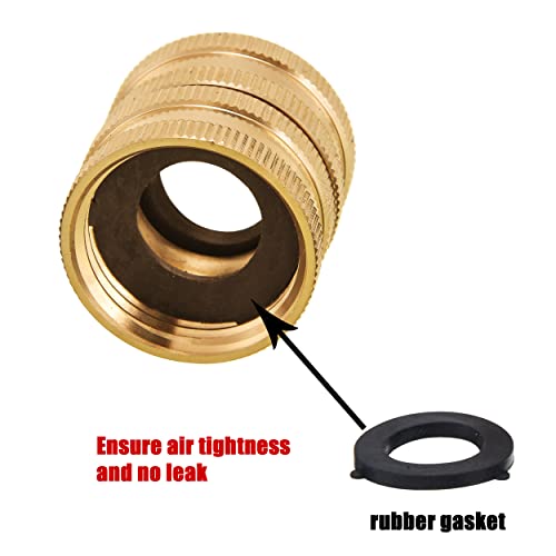 Pwaccs Garden Hose Adapter, Male To Male, Female To Female, 3/4 Inch Solid Brass Hose Connectors Adapters, 4-Pack With Extra 4 Washers #TOP3