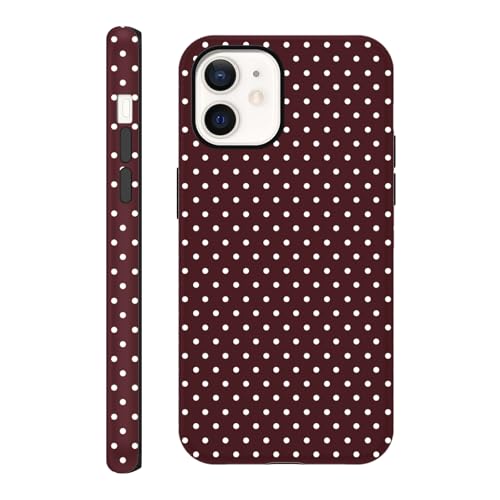 lioscre Cute Burgundy Polka Dot Phone Case for iPhone 12/12 Pro 6.1"