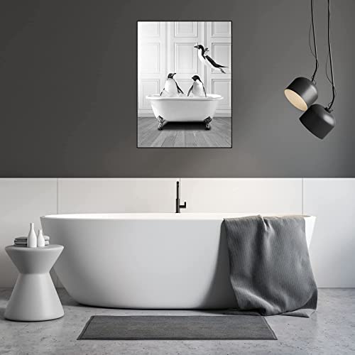 Animaux amusants dans la baignoire tableaux déco de bain 3 pièces - 4