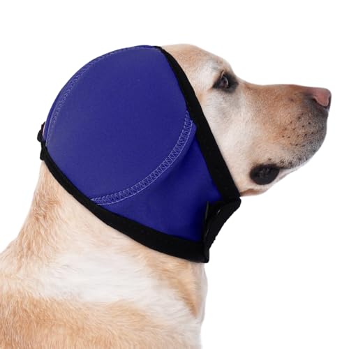 Image of MIGOHI Dog Ear Muffs Noise Protection, Calming Hoodie with Soft Padding-Adjustable Headphones for Dog, Hook & Loop Headband for Dogs, M, Navy Blue