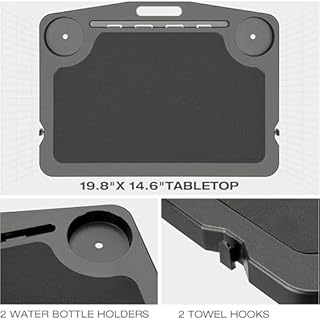 KONG MING CAR Scrivania regolabile in altezza per bici da indoor & tapis roulant pieghevole, ripiano 50 cm, portata max. 20,0 kg, slot per tablet/telefono e portabicchieri