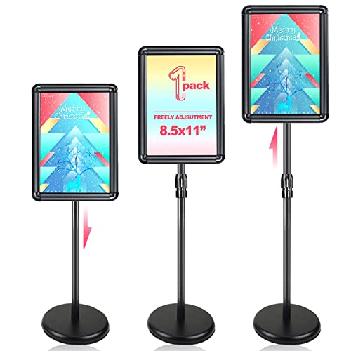 Burferly Sign Stands For Display, 1Pack Adjustable Sign Holder With Safety Corner, 8.5 X 11 Inches Snap Open Sign Frame, Vertical & Horizontal View Displayed,Black #TOP4