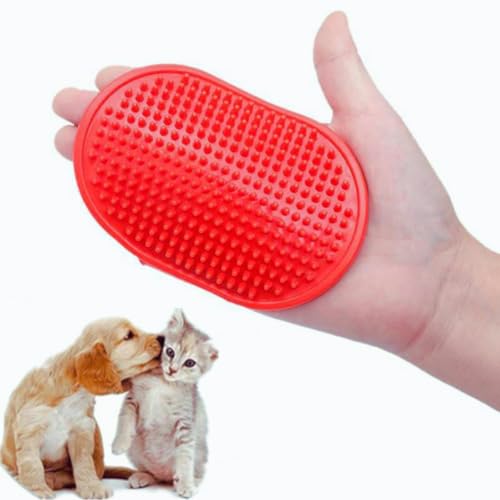 Escova de Silicone para Cachorros e Gatos - Conforto e Eficiência (Azul, Medio)