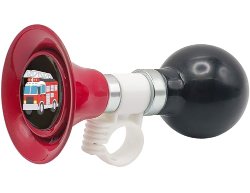 YeloYolker Kinder-Fahrradhupe, niedliches Fahrrad-Lenkerlufthorn für Jungen, Kleinkinder, universelles Fahrradzubehör für Dreirad, Laufrad, Roller(Feuerwehrauto)