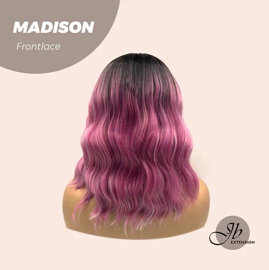 Miniatura 4 de JBEXTENSION MADISON - Peluca de encaje frontal de 14 pulgadas, pelucas onduladas color fucsia degradado para mujer, pelucas sintéticas naturales