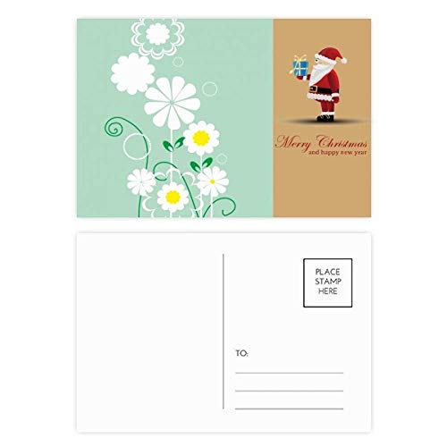 Cartes postales Père Noël aux feuilles vertes pour décorer la table du réveillon