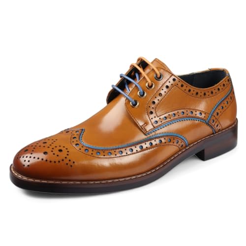 Men's Brown Brogue Leather Classic Dress Shoes- Simon2