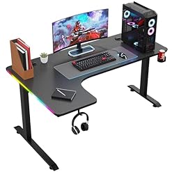 Avalo Gaming Schreibtisch – 160x100x75 cm – L Förmig Eckschreibtisch – Spieletisch mit LED-Beleuchtung – Tisch – Schwarz